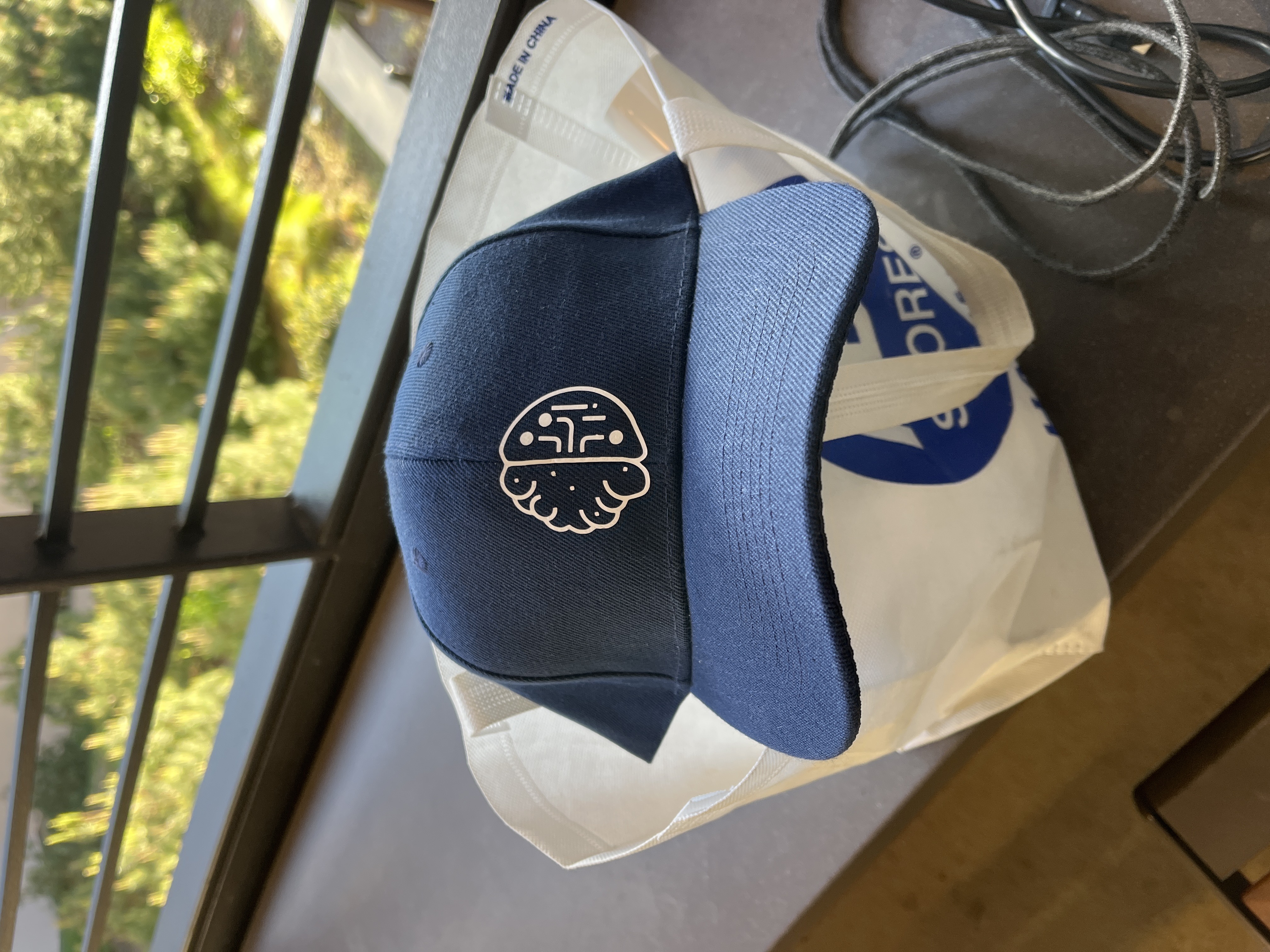 EEG cap with brain-circuit logo design