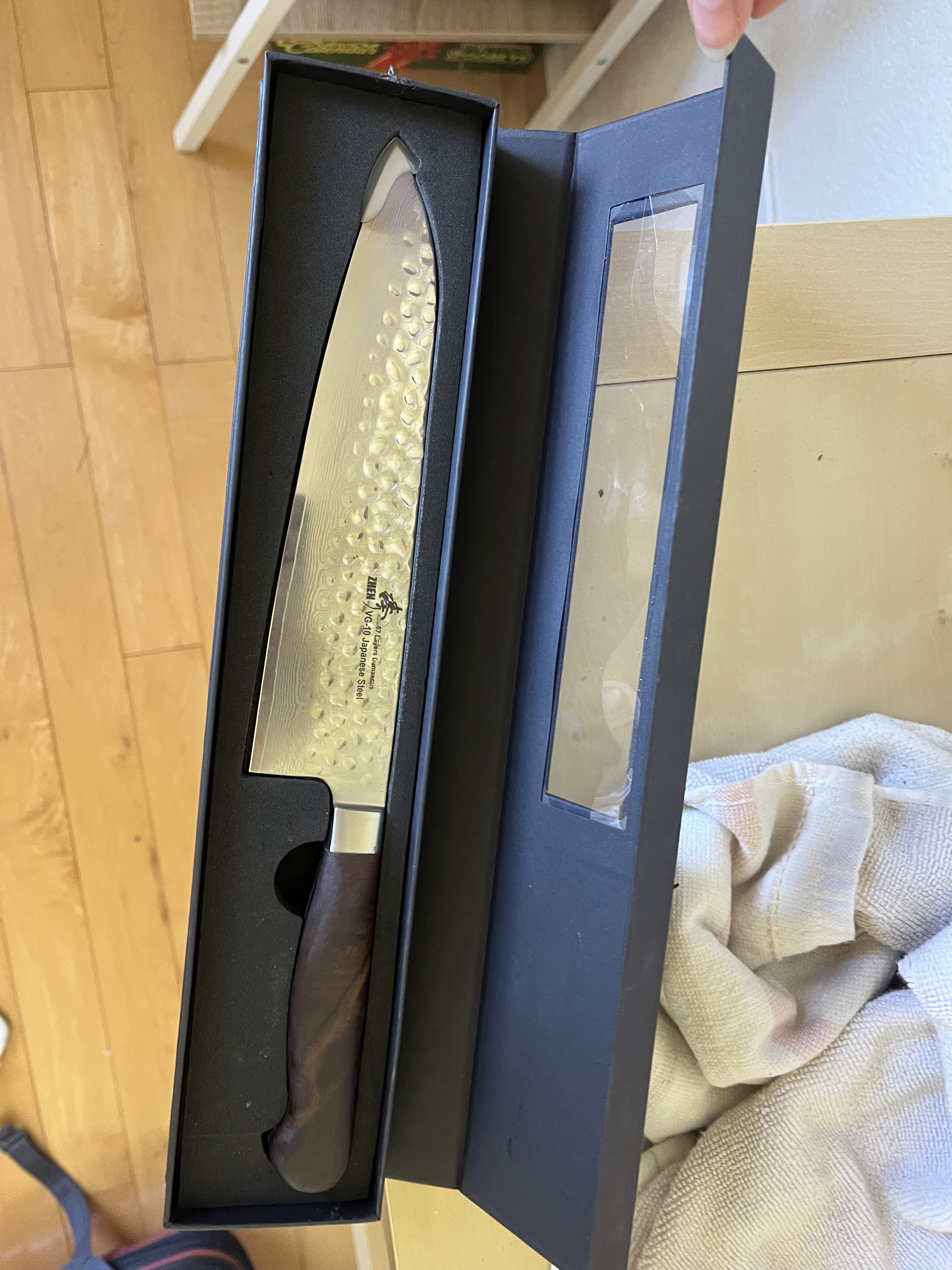 Japanese kitchen knife in presentation box